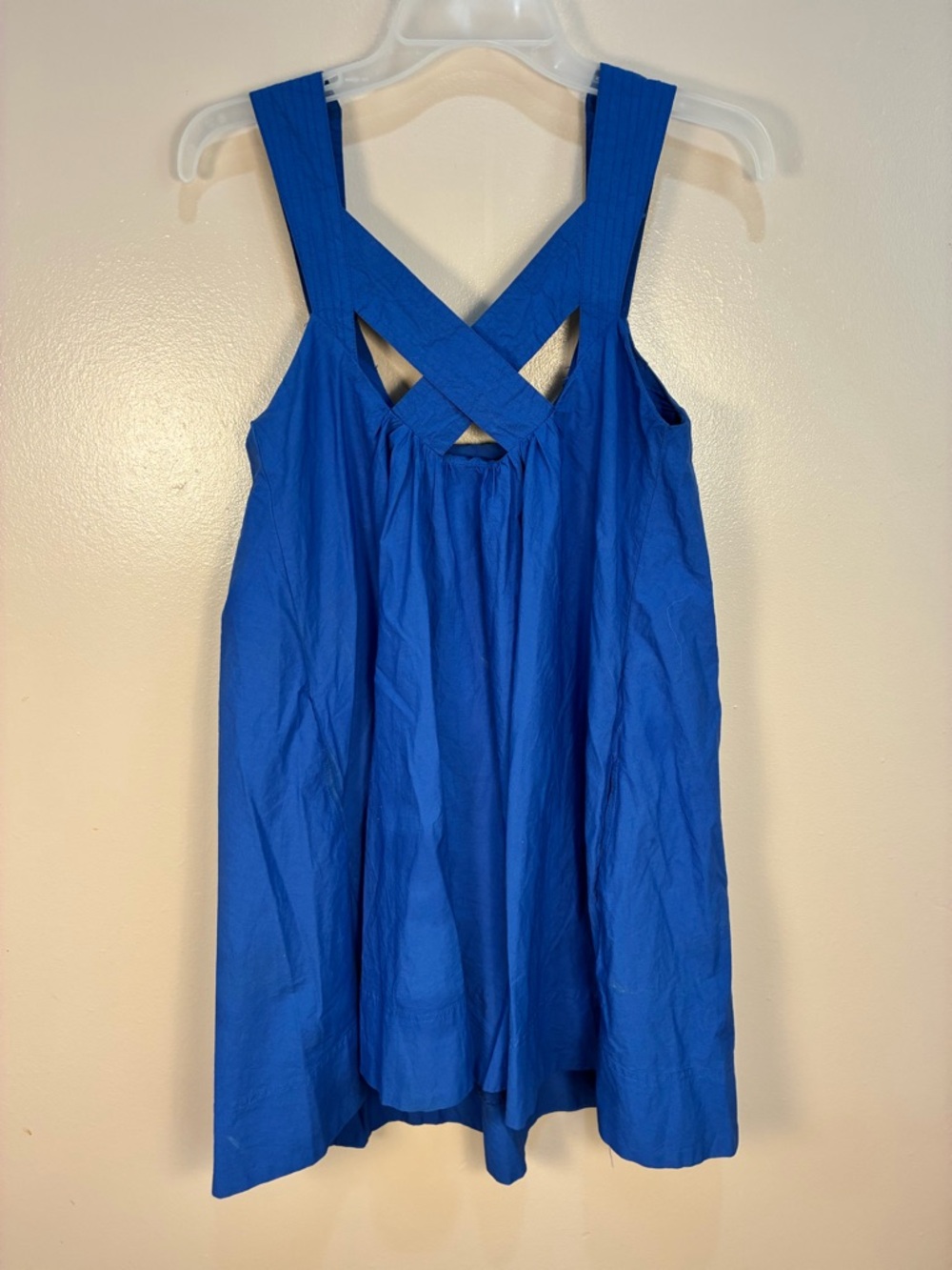 Maeve Anthropologie Crossback Poplin Swing Mini Dress Cobalt Blue - Picture 7 of 11